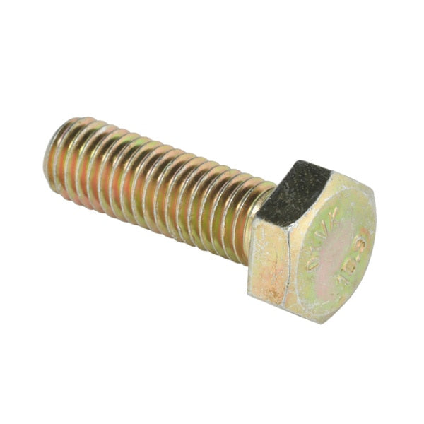 Class 10.9, M8-1.25 Hex Head Cap Screw, Zinc & Yellow Plated Steel, 25 mm L, 100 PK