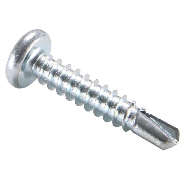 Self-Drilling Screw, #10 x 1 in, Clear Zinc Plated Steel Pan Head Phillips Drive, 5000 PK