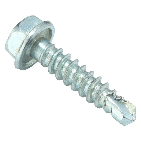 Self-Drilling Screw, #8 x 3/4 in, Zinc Plated Steel Hex Head External Hex Drive, 200 PK