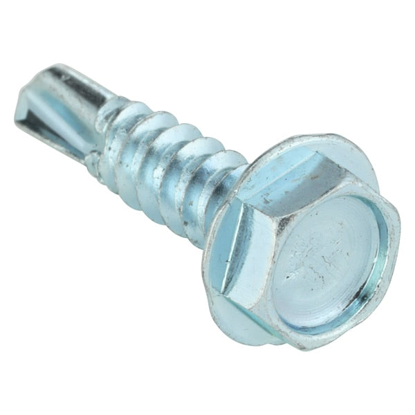 Self-Drilling Screw, #10 x 3/4 in, Zinc Plated Steel Hex Head External Hex Drive, 100 PK
