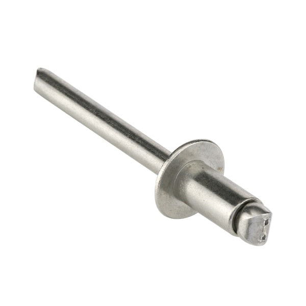 Blind Rivet, Dome Head, 1/4 in Dia., 1/2 in L, Stainless Steel Body, 100 PK
