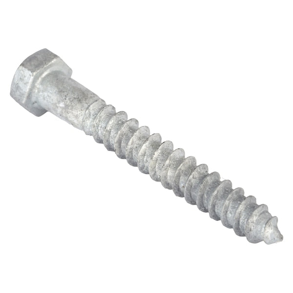 Lag Screw, 3/8 in, 3 in, Steel, Hot Dipped Galvanized Hex External Hex Drive, 50 PK
