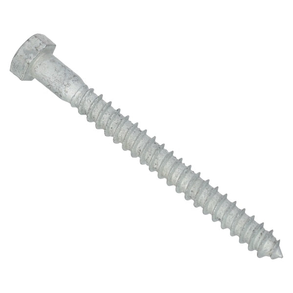 Lag Screw, 3/8 in, 4 in, Steel, Hot Dipped Galvanized Hex External Hex Drive, 50 PK