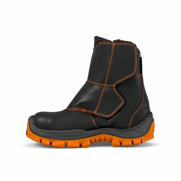 Welders Leather Work Boot, Flame Resistant, Black/Orange, Men's Size 12