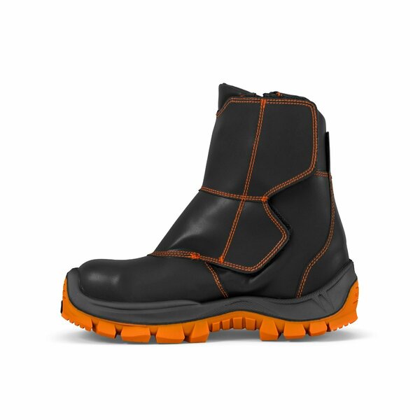 Welders Leather Work Boot, Flame Resistant, Black/Orange, Men's Size 13