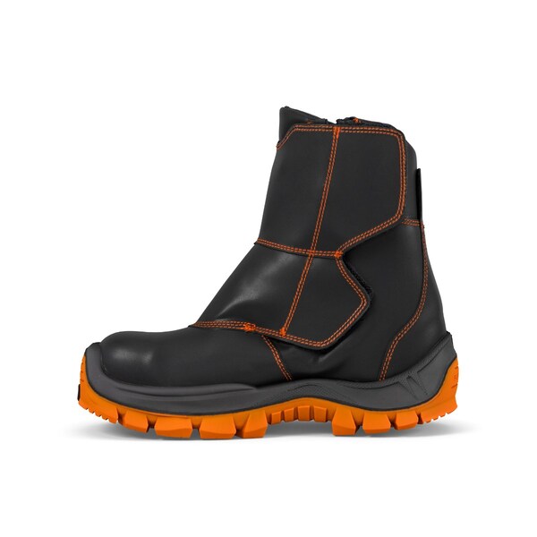 Welders Leather Work Boot, Flame Resistant, Black/Orange, Men's Size 7