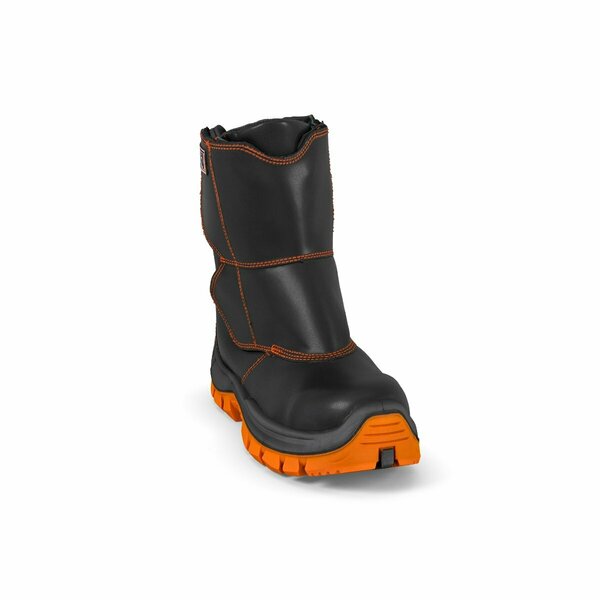 Welders Leather Work Boot, Flame Resistant, Black/Orange, Men's Size 12