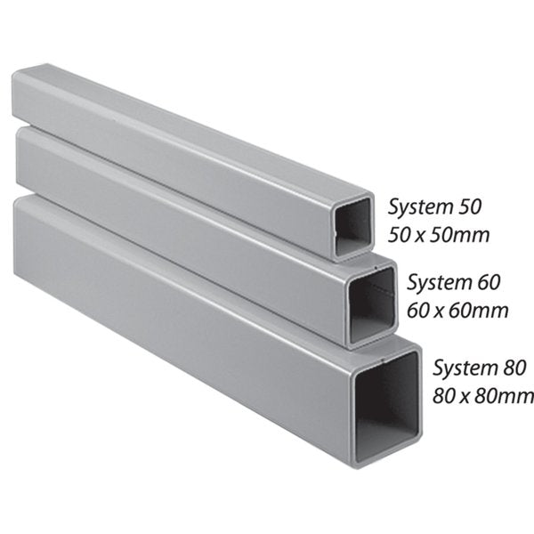 COMPACT Series 4 Tubes, 1988x80x80mm, Lt Gray, Steel