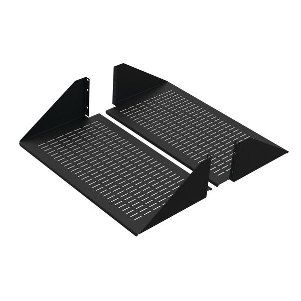 Double-Sided Steel Vented Shelf, fits 19 in. LAN R., Black, Steel