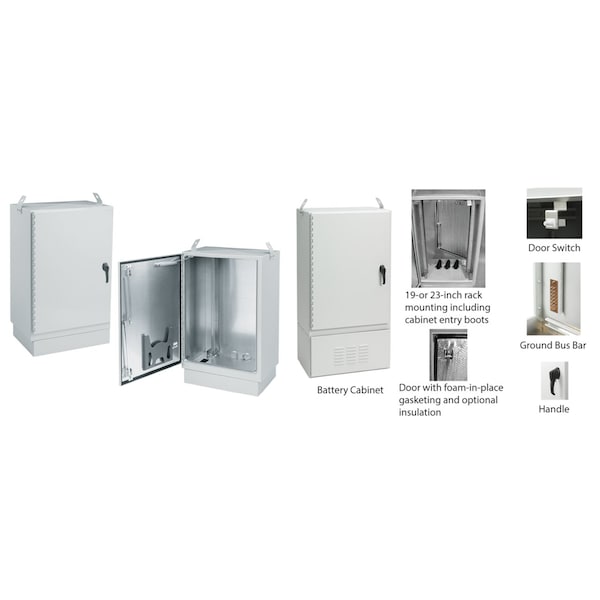 FTTX Fiber Optic Cabinet Package, Type 4X, 84.00x30.00x44.00, Lt Gray,