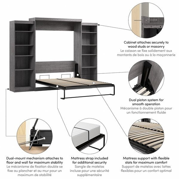 Queen Wall Bed Kit, Bark Gray, 115