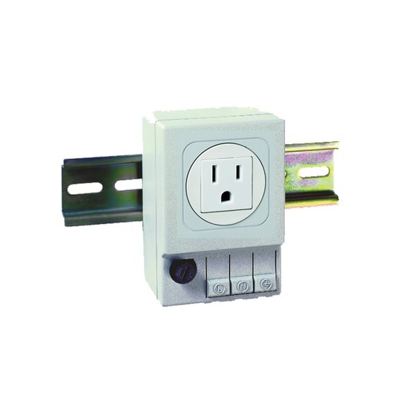 NEMA 5-15R DIN-Mounted Outlets, 3.54x2.44x1.97, Lt Gray, Plastic