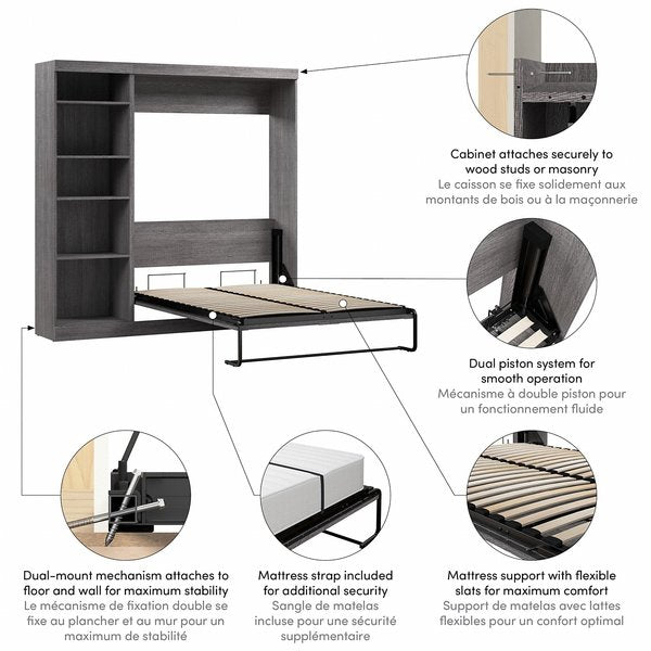 Full Wall Bed Kit, Bark Gray, 84