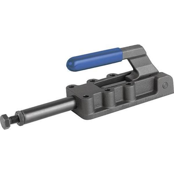 Push-Pull Clamp, Heavy Version F2=25000, Steel Phosphated, Comp: Plastic Comp: Blue, 197 MM Base