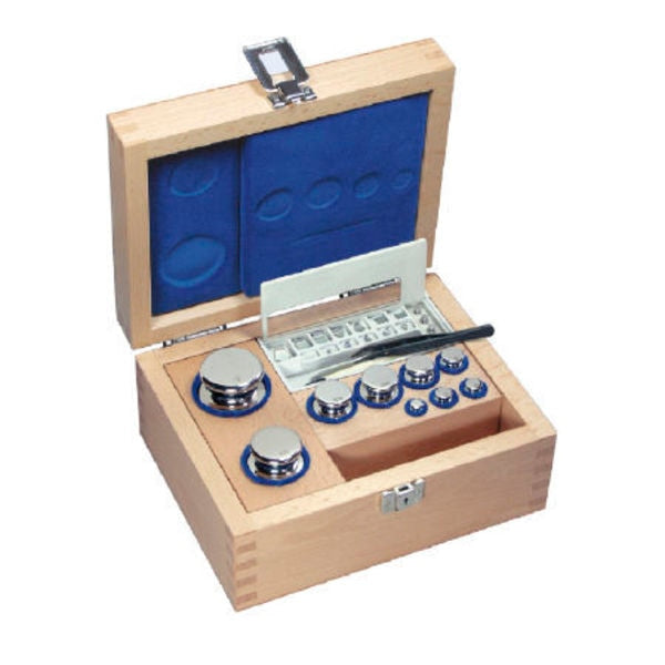 E1 1 g - 200 g Set of weights in wooden