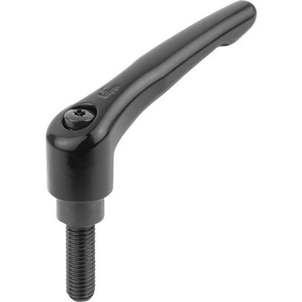Adjustable Handle, Modern Design, Sz. 5, 5/8-11X50, Die Cast Zinc Black Satin, Comp: Steel
