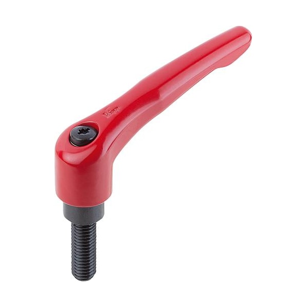 Adjustable Handle, Modern Design, Sz. 3, 3/8-16X15, Die Cast Zinc Red RAL 3003, Comp: Steel