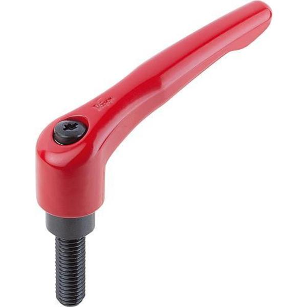 Adjustable Handle, Modern Design, Sz. 5, M16X25, Die Cast Zinc Red RAL 3003, Comp: Steel