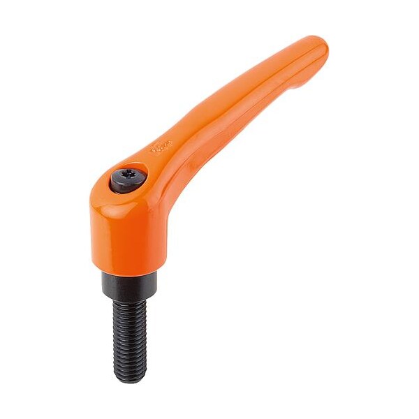 Adjustable Handle, Modern Design, Sz. 5, 1/2-13X40, Die Cast Zinc Orange RAL 2004, Comp: Steel