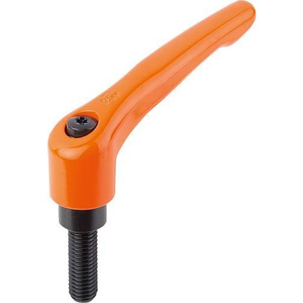 Adjustable Handle, Modern Design, Sz. 3, M08X55, Die Cast Zinc Orange RAL 2004, Comp: Steel