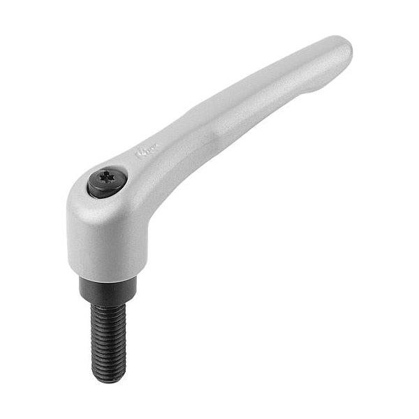 Adjustable Handle, Modern Design, Sz. 0, M04X40, Die Cast Zinc Silver Metallic, Comp: Steel