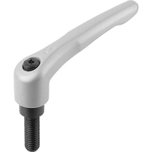 Adjustable Handle, Modern Design, Sz. 0, M05X50, Die Cast Zinc Silver Metallic, Comp: Steel