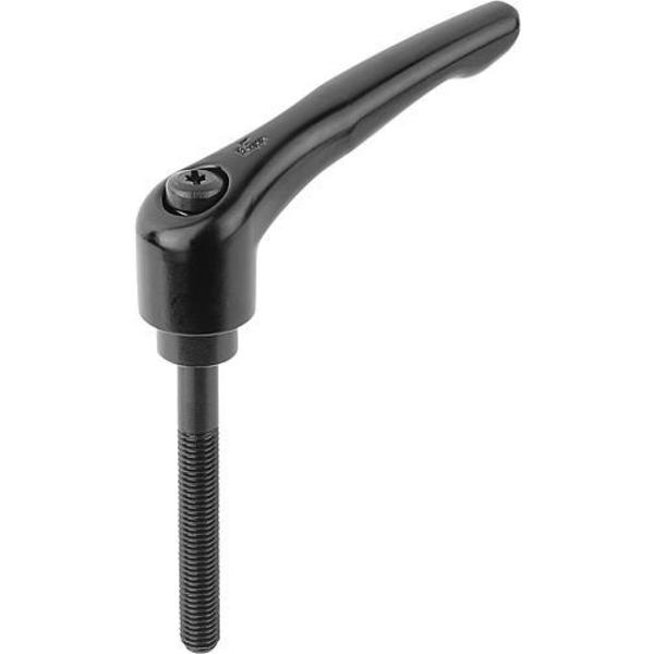Adjustable Handle, Modern Design, Sz. 4, M12X90, Die Cast Zinc Black Satin, Comp: Steel