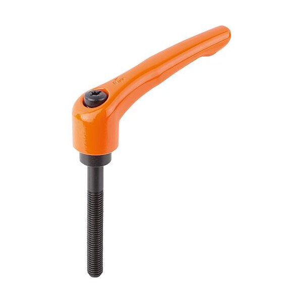 Adjustable Handle, Modern Design, Sz. 4, M12X60, Die Cast Zinc Orange RAL 2004, Comp: Steel