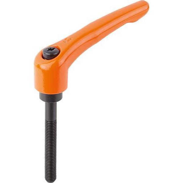 Adjustable Handle, Modern Design, Sz. 5, M16X80, Die Cast Zinc Orange RAL 2004, Comp: Steel