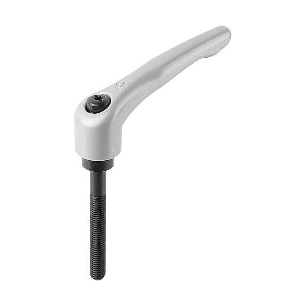 Adjustable Handle, Modern Design, Sz. 2, M06X60, Die Cast Zinc Silver Metallic, Comp: Steel