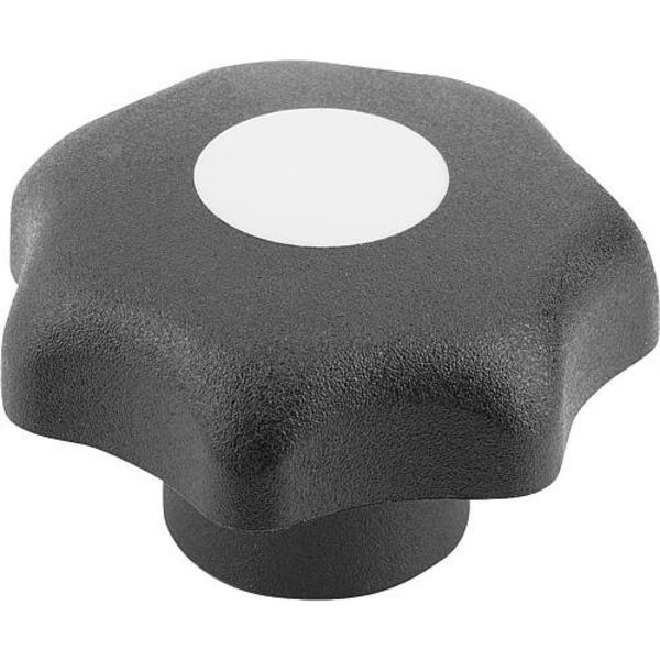 Star Grip, DIN 6336 Similar, D=M05, D1= 32, Tapped Bushing, Steel, Black Plastic, Cap: Gray