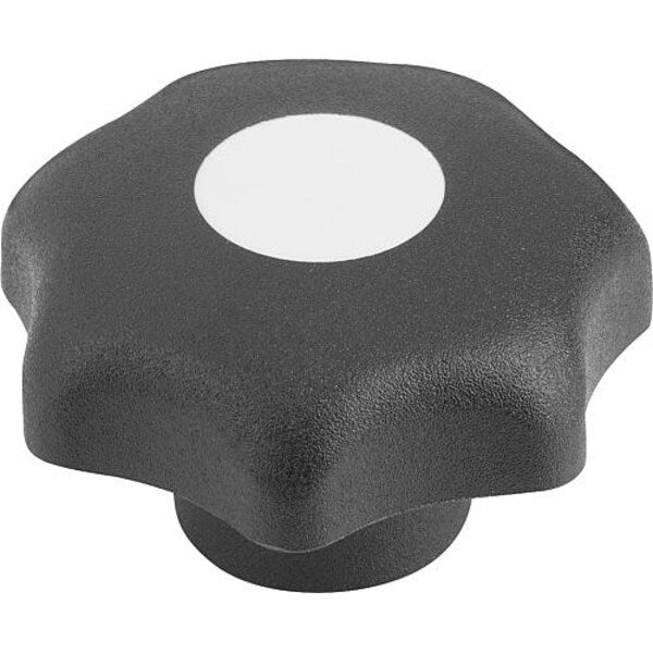Star Grip, DIN 6336 Similar, D=0,188, D1= 25, Drilled Through, Entirely Plastic, Black, Cap: Gray