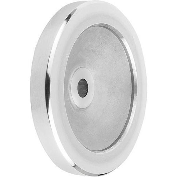 Disc Handwheel Diameter D1= 80 mm, Reamed Hole D2= 12 mm, Aluminum, Without Grip