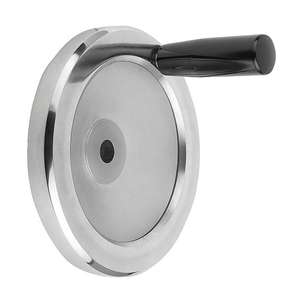 Disc Handwheel Diameter D1= 125 mm, Reamed Hole D2= 14 mm, Aluminum, Comp: Thermoset, Revolving Grip