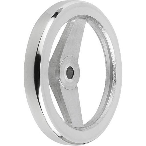 2-Spoke Handwheel, Aluminum, Diameter D1= 200 mm, Bore Dia. D2= 0.625