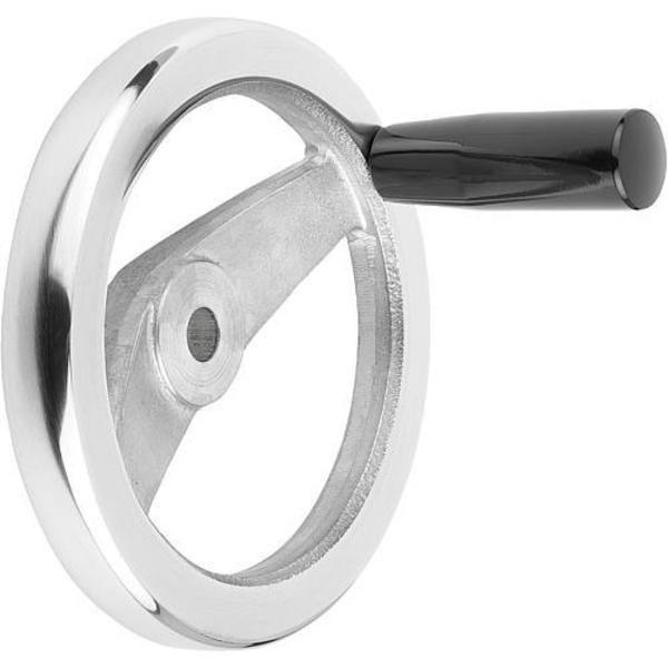 2-Spoke Handwheel, Aluminum, Diameter D1= 160 mm, Bore Dia. D2= 14 mm, Fixed Grip, Thermoset