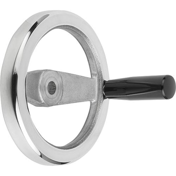 2-Spoke Handwheel, Aluminum, Diameter D1= 80 mm, Bore Dia. D2= 10 mm, Revolving Grip, Thermoset