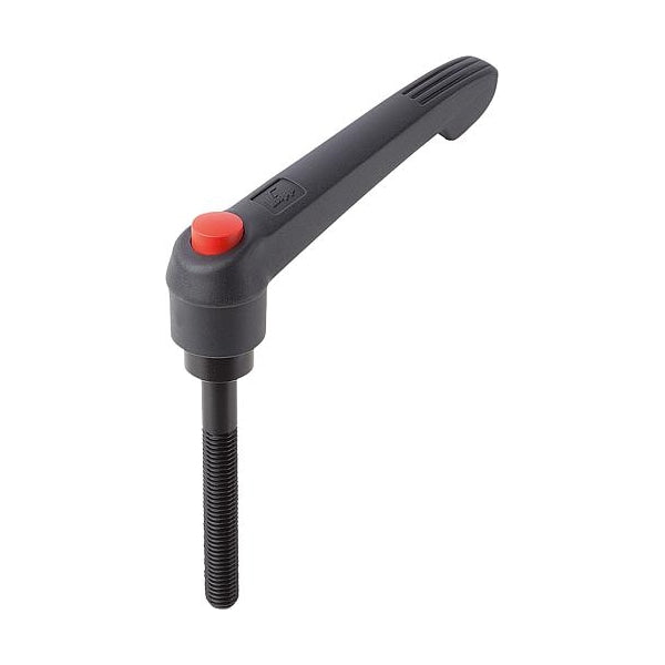 Adjustable Handle With Push Button, Size: 4, M12X80, Plastic Black, Comp: Steel, Button: Red