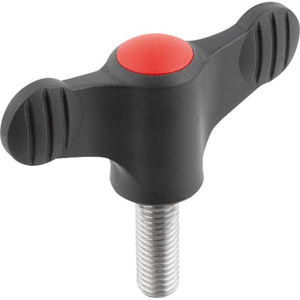 Wing Grip D=8-32X10 A=38, H=18, Form: L, Plastic Black, Comp: Stainless Steel 1.4305