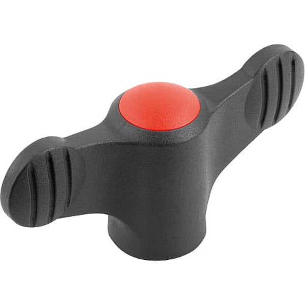 Wing Grip D=M04 A=38, H=18, Form: K, Plastic Black, Comp: Stainless Steel 1.4305