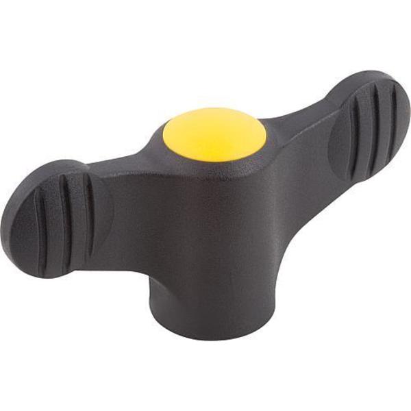 Wing Grip D=10-32 A=38, H=18, Form: K, Plastic Black, Comp: Stainless Steel 1.4305