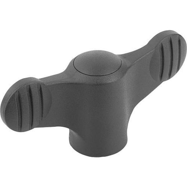 Wing Grip D=M04 A=38, H=18, Form: K, Plastic Black, Comp: Stainless Steel 1.4305
