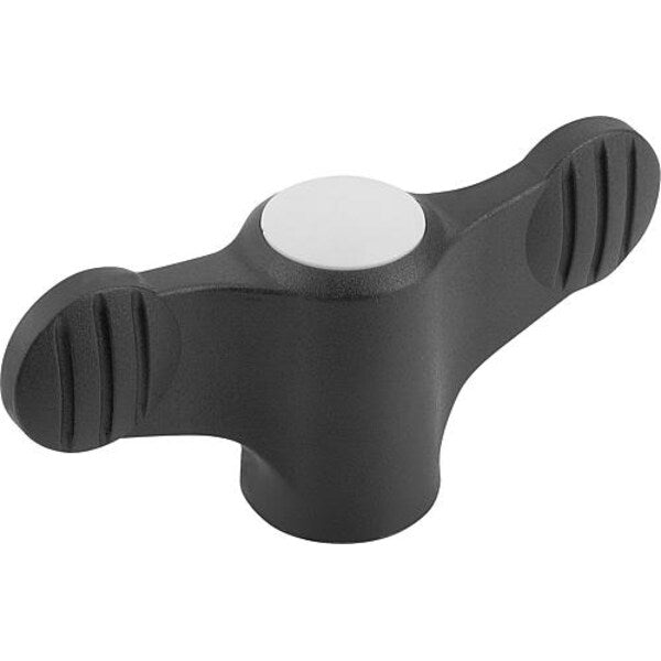 Wing Grip D=5/16-18 A=75, H=35, 6, Form: K, Plastic Black, Comp: Steel, Blue-Passivated