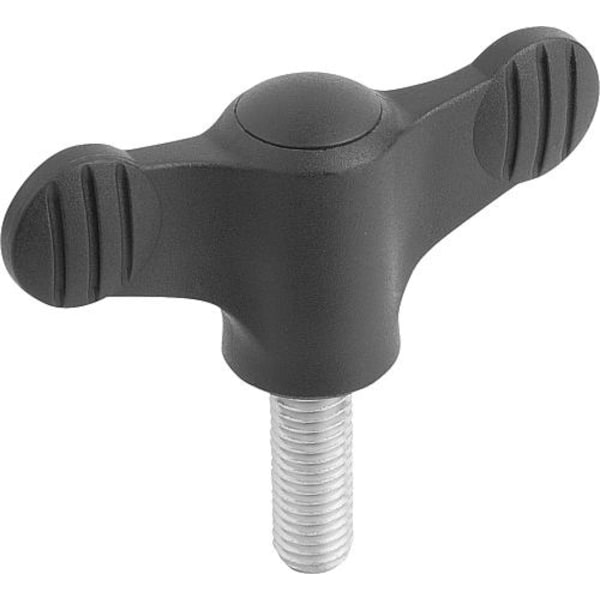 Wing Grip D=1/4-20X30 A=38, H=18, Form: L, Plastic Black, Comp: Steel, Blue-Passivated