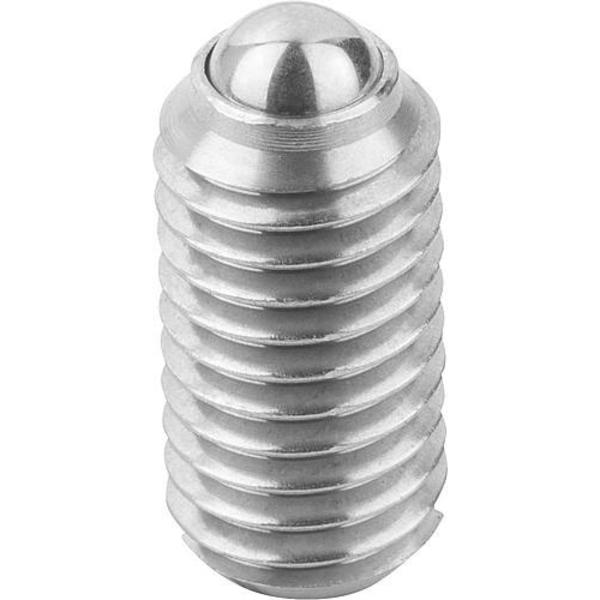 Spring Plunger Heavy Spring Force D=1/4-28 L=14, Stainless Steel, Comp: Ball Stainless Steel