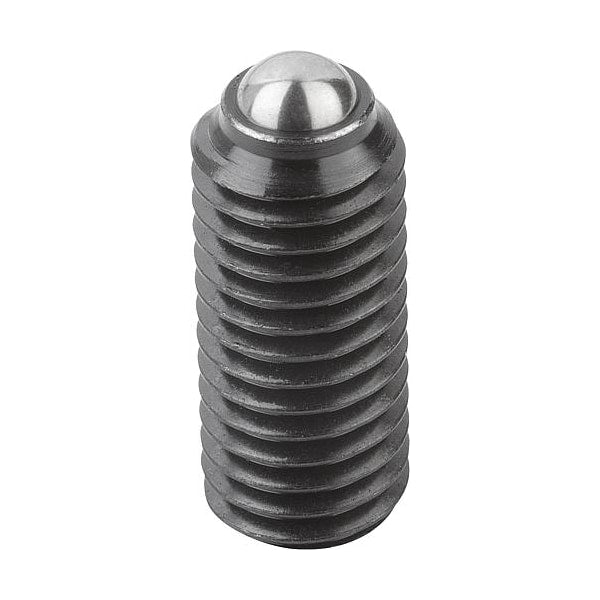 Spring Plunger Intensified Spring Force D=1/4-28 L=15, Steel, Comp: Ball Steel