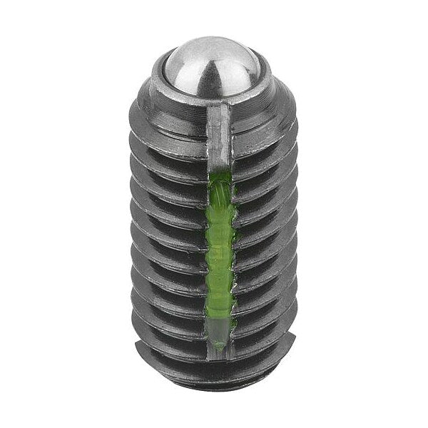 Spring Plunger Standard Spring Force, Long-Lok D=M03 L=7, Steel, Comp: Ball Steel