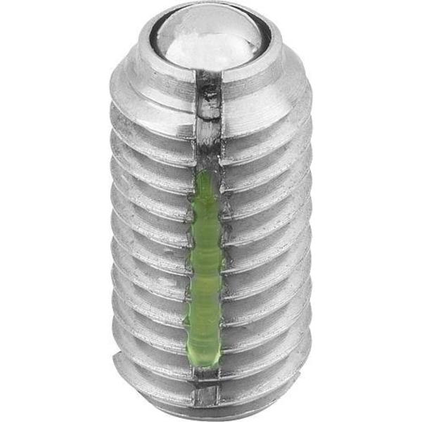 Spring Plunger Standard Spring Force, Long-Lok D=1/2-13 L=22, Stainless Steel, Ball Stainless Steel