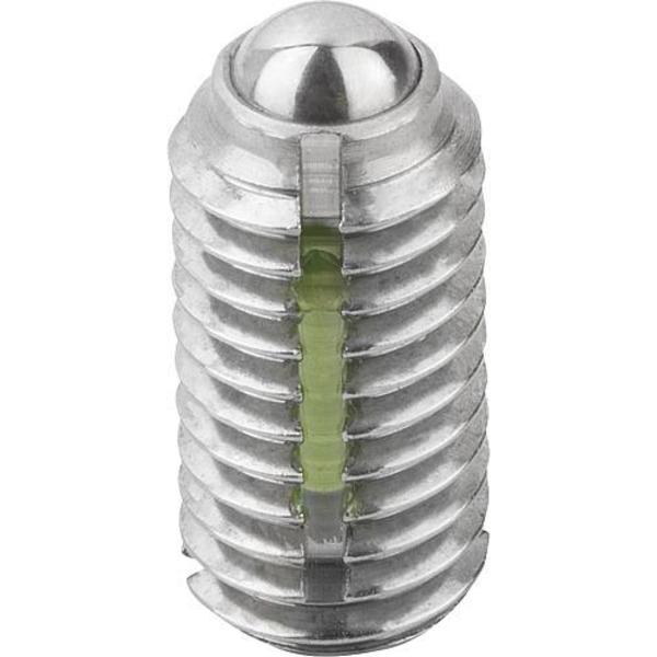 Spring Plunger Heavy Spring Force, Long-Lok D=1/2-13 L=22, Stainless Steel, Ball Stainless