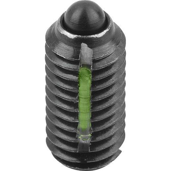 Spring Plunger Standard Spring Force, Long-Lok D=M06 L=14, Steel, Comp: Pin Steel